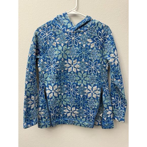 Talbots T by Talbots Nordic Blue Snowflakes‎ Fleece Hoodie Pullover Size XS - Picture 2 of 8